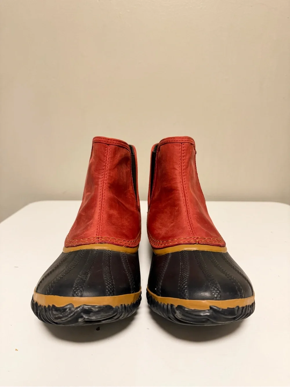 Sorel Out N About Chelsea Waterproof Red Black Duck Boots NL2410-687 Women US 9